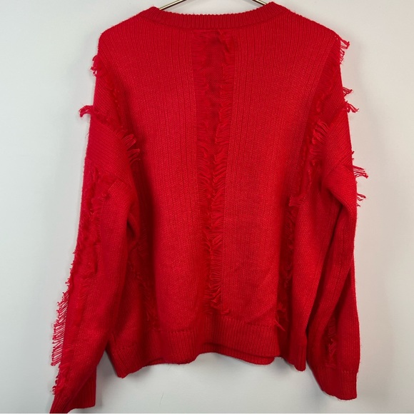 Bar III Red Fringe Sweater, Large - Picture 6 of 6